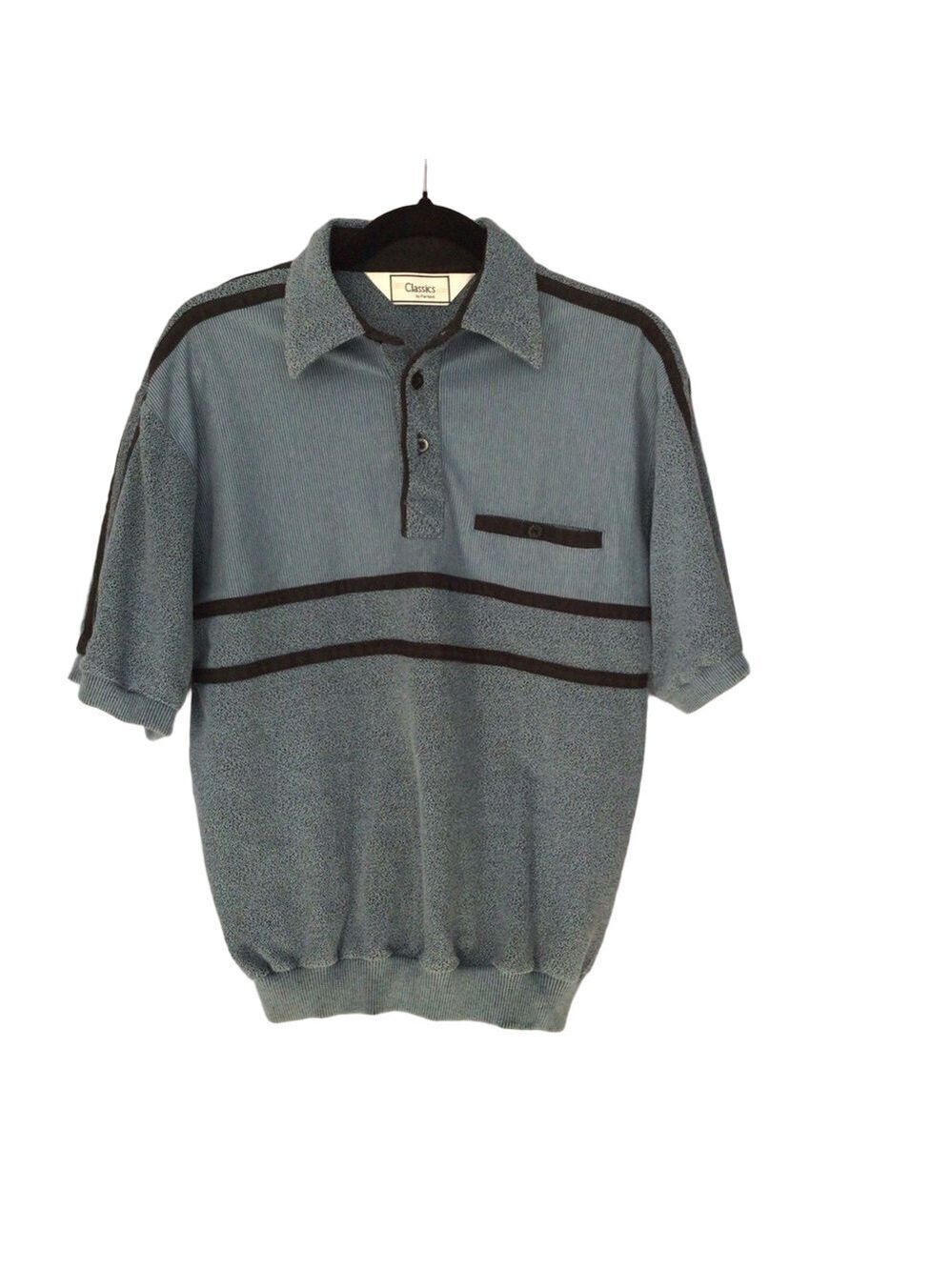 Classics by Palmland Blue & Black Striped Polo Vintage Short Sleeve Small